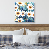 Rustige witte madeliefjes Waterverf Art Print (Insitu (Slaapkamer))