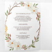 Rustige Witte Magnolia Floral QR Code Weddenschap Drieluik Uitnodiging (Binnenzijde eerst)