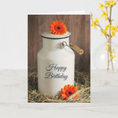 Rustige Witte Melk Jug met Flowers Birthday Kaart (Gele Bloem)