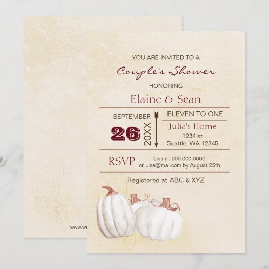 Rustige witte pompoenen Herfst Vrijgezellenfeest Kaart (Voorkant / Achterkant)