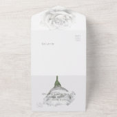 Rustige witte pony's Floral op wit diner All In One Uitnodiging (Buitenkant)