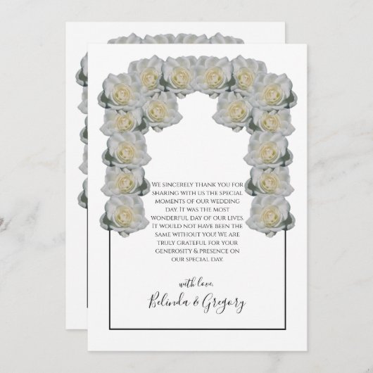 Rustige witte rozen bruiloft Hartelijk dank Bedankkaart (Voorkant / Achterkant)