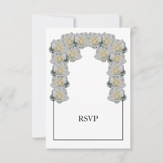 Rustige witte rozen maaltijdopties RSVP-Kaarten RSVP Kaartje (Achterkant)