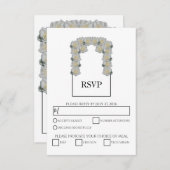 Rustige witte rozen maaltijdopties RSVP-Kaarten RSVP Kaartje (Voorkant / Achterkant)