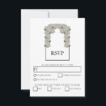 Rustige witte rozen maaltijdopties RSVP-Kaarten RSVP Kaartje<br><div class="desc">Dit ontwerp is uitgerust met rozenwitte rozen. De witte rozen worden gecomplimenteerd door een elegante zwarte rand. De witte tinten van het roos bloemen creëer een roestachtige bloementuin van het land. Elegant bruiloft RSVP-reactiekaartontwerp met moderne elementen. Er zijn ook huwelijksuitnodigingen en andere kantoorbenodigdheden beschikbaar.</div>