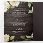 Rustige witte rozen Mason Jar QR Code Weddenschap Drieluik Uitnodiging (Binnenzijde eerst)