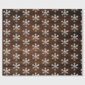 Rustige witte sneeuwvlokken Donkerhout Cadeaupapier (Vlak)