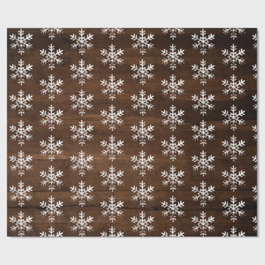 Rustige witte sneeuwvlokken Donkerhout Cadeaupapier (Vlak)