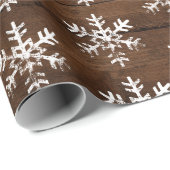 Rustige witte sneeuwvlokken Donkerhout Cadeaupapier (Rol Hoek)