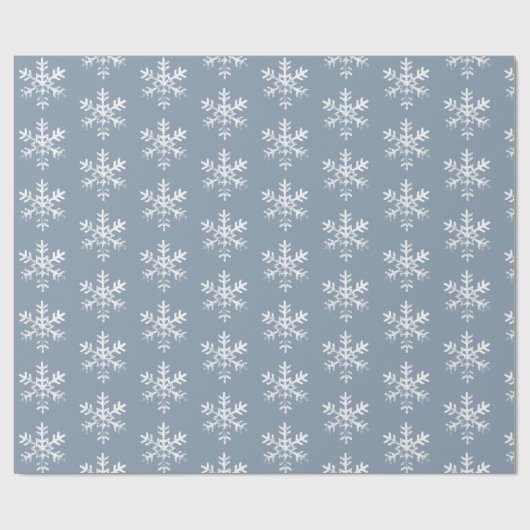 Rustige witte sneeuwvlokken Dusty Blue Cadeaupapier (Vlak)