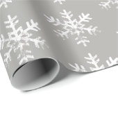 Rustige witte sneeuwvlokken grijs cadeaupapier (Rol Hoek)