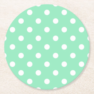 Rustige witte Stippen Elegant Mint Green  Ronde Kartonnen Onderzetter