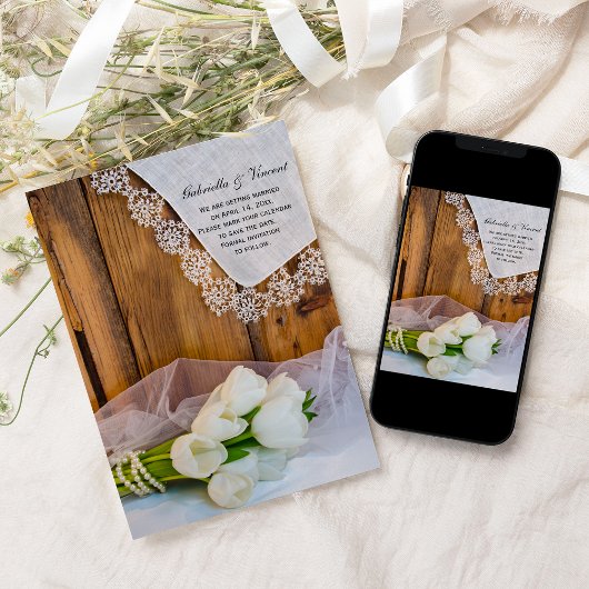 Rustige Witte Tulps Country Weddenschap Save the D Date