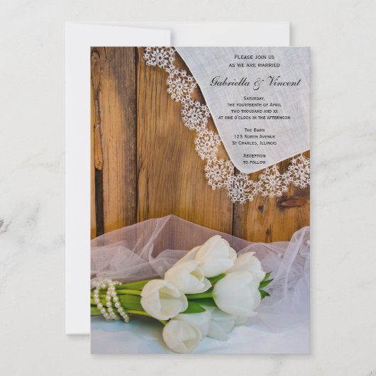 Rustige witte Tulps Land Barn Weddenschap Kaart (Voorkant)