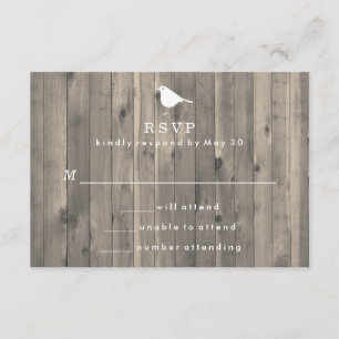 Rustige Witte vogel op Wooden Achtergrond RSVP Kaartje