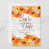 Rustige witte Waterverf pompoen zonnebloem Save The Date (Voorkant)