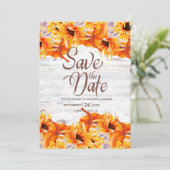 Rustige witte Waterverf pompoen zonnebloem Save The Date (Staand voorkant)