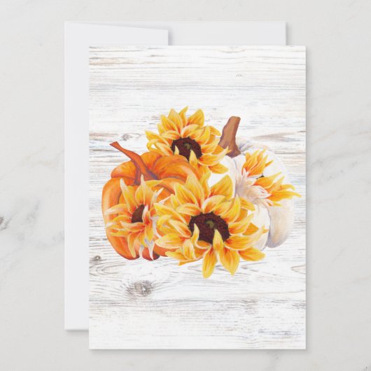 Rustige witte Waterverf Pumpkin Sunflower Sa Save The Date (Achterkant)
