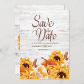 Rustige witte Waterverf Pumpkin Sunflower Sa Save The Date (Voorkant / Achterkant)