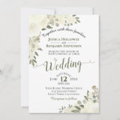 Rustige witte Waterverf Rozen Elegant Wedding Kaart (Voorkant)