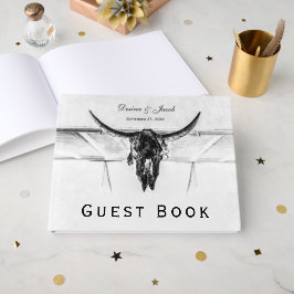 Rustige witte zwarte Westerne Koe Huulhuwelijk Gastenboek