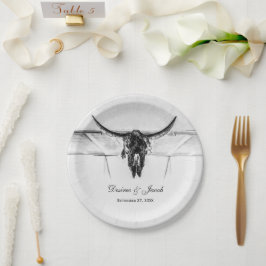 Rustige witte zwarte Westerne Koe Huulhuwelijk Papieren Bordje