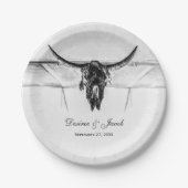 Rustige witte zwarte Westerne Koe Huulhuwelijk Papieren Bordje (Voorkant)