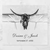 Rustige witte zwarte Westerne Koe Huulhuwelijk Sparkling Wijnetiket (Enkel label)