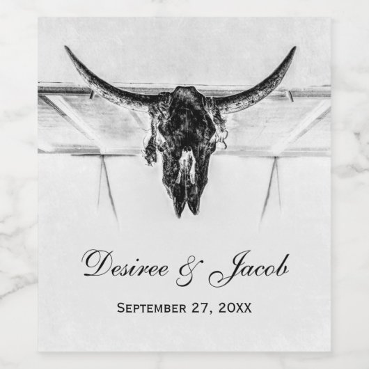 Rustige witte zwarte Westerne Koe Huulhuwelijk Wijn Etiket (Enkel label)