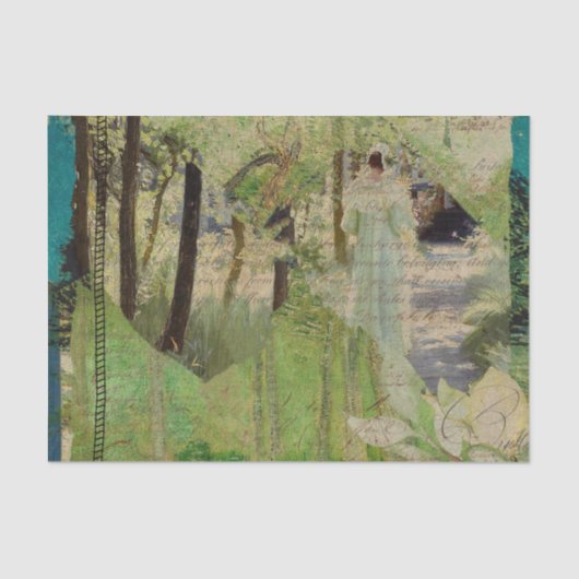 Rustige  Woman Green Texture Decoupage Tissuepapier (Voorkant)