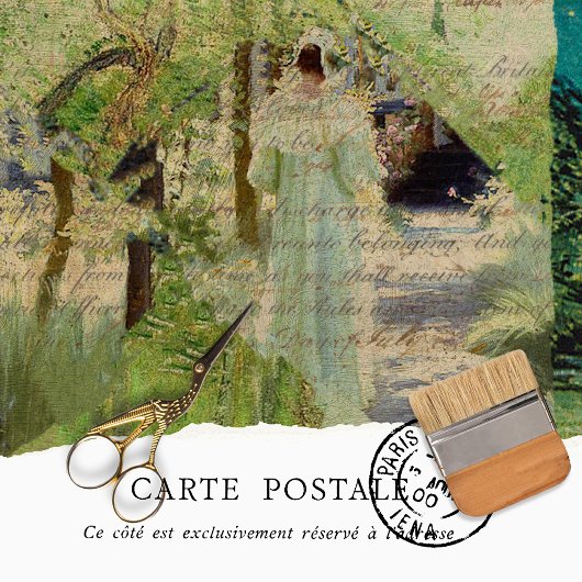 Rustige  Woman Green Texture Decoupage Tissuepapier