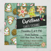 Rustige Wood Background Cookie Exchange Invitation Kaart (Voorkant / Achterkant)