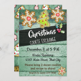 Rustige Wood Background Cookie Exchange Invitation Kaart