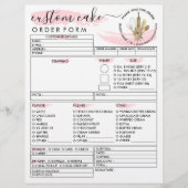Rustige Wood Bakery Cake Order Form Flyer (Voorkant)