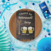 Rustige Wood & bier & leder Happy Retirement Papieren Bordje (Feest)