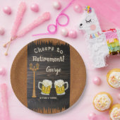 Rustige Wood & bier & leder Happy Retirement Papieren Bordje (Feest)