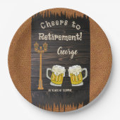 Rustige Wood & bier & leder Happy Retirement Papieren Bordje (Voorkant)