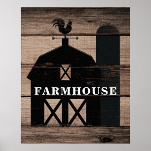 Rustige Wood Black Barn Country Wall Art Poster