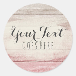 Rustige Wood Blush Roze Ombre Shabby Cottage Chic Ronde Sticker