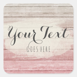 Rustige Wood Blush Roze Ombre Shabby Cottage Chic Vierkante Sticker