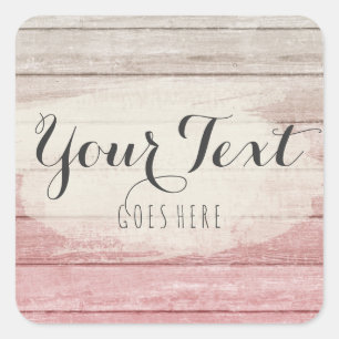 Rustige Wood Blush Roze Ombre Shabby Cottage Chic Vierkante Sticker