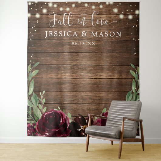 Rustige Wood Burgundy Wall Foto achtergrond Wandkleed (In situ)