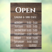 Rustige Wood Business Restaurant Open Hours Sign Raamsticker (Vel 3)