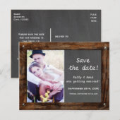Rustige Wood CHALKBOARD FOTO Save Date Briefkaart (Voorkant / Achterkant)
