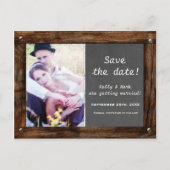 Rustige Wood CHALKBOARD FOTO Save Date Briefkaart (Voorkant)