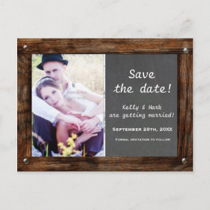 Rustige Wood CHALKBOARD FOTO Save Date Briefkaart