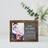 Rustige Wood CHALKBOARD FOTO Save Date Briefkaart (Staand voorkant)