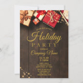 Rustige Wood Corporate Gold Holiday kerstparty Kaart (Voorkant)