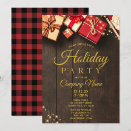 Rustige Wood Corporate Gold Holiday kerstparty Kaart