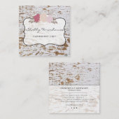 Rustige Wood Country Farmhouse Roos Script Busines Vierkante Visitekaartje (Voorkant / Achterkant)